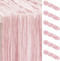 6 Pack Dusty Pink Cheesecloth Table Runner 35x120 Inch 10Ft Rustic Gauze Cheese Cloth Table Runner Sheer Cheesecloth Table Runners for Wedding Party Bridal Shower Decoration