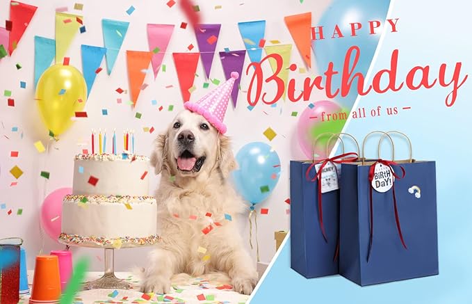 BagDream 50Pcs Gift Bags 8x4.25x10.5 Kraft Paper Gift Bags with Handles Bulk for Shopping, Wedding, Party Favor, Merchandise, Retail, Navy Blue Paper Grocery Sacks