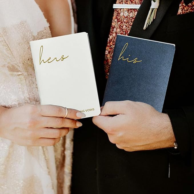 Vow Books His and Hers Wedding Vow Books wtih Soft Touch Gold Foil Engraving Wedding Essentials Wedding Accessories(XZ-HH-Navy)