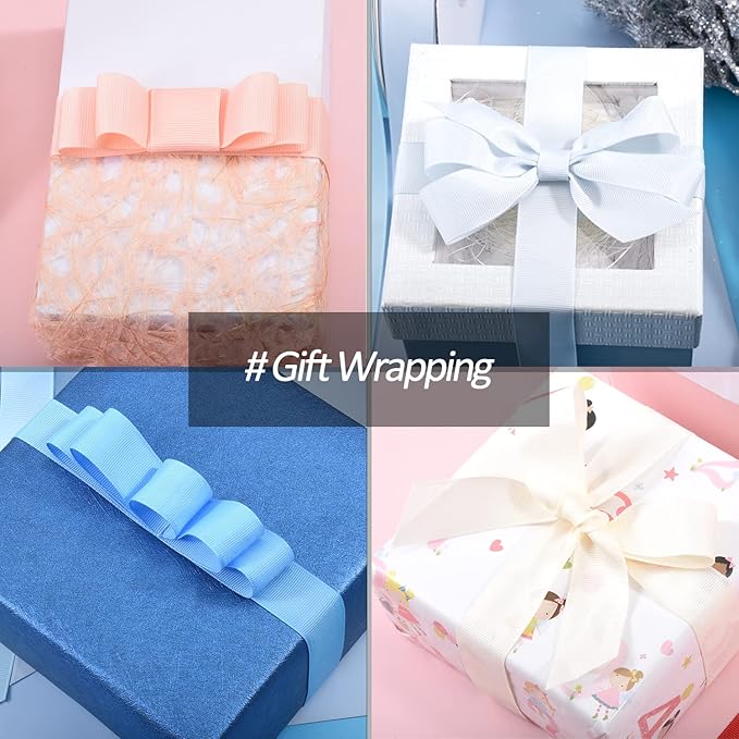 3/8" X 100 Yards White Grosgrain Ribbon, Premium Grosgrain Ribbon for Sewing, Gift Wrapping, Bow Making, Wedding Decor, Wrapping and More (White)