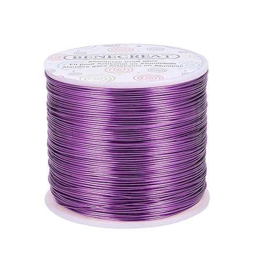 BENECREAT 20 Gauge 770FT Aluminum Wire Anodized Jewelry Craft Making Beading Floral Colored Aluminum Craft Wire for Halloween Decoration - Purple