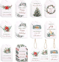100PCS Christmas Gift Tags 10 Styles Watercolor Christmas Tree Pinecone Tags with String Celebrations Tag for Present Wrapping Xmas Holiday Seasonal Party Favors