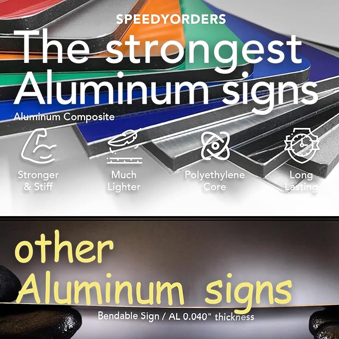 Custom Metal & Aluminum Business Signs - Personalized, Waterproof, 7x7 In (White Aluminum with Brown Background)