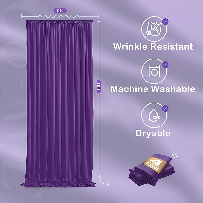 20ftx10ft Purple Backdrop Curtains for Party Background, Wrinkle Free Purple Photo Curtains Backdrop Drapes 4 Panels Back Drop Cloth for Wedding Birthday Photography Baby Shower Decor