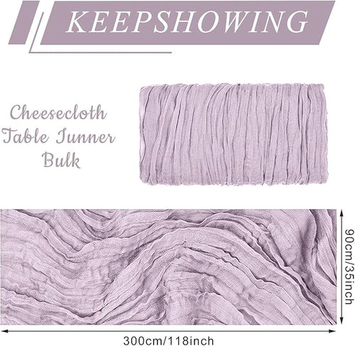 1 Pack Cheesecloth Table Runner 10Ft Christmas Gauze Boho Table Runners for Wedding Decor Bridal Shower Decorations Baby Shower Party(35" x 120")