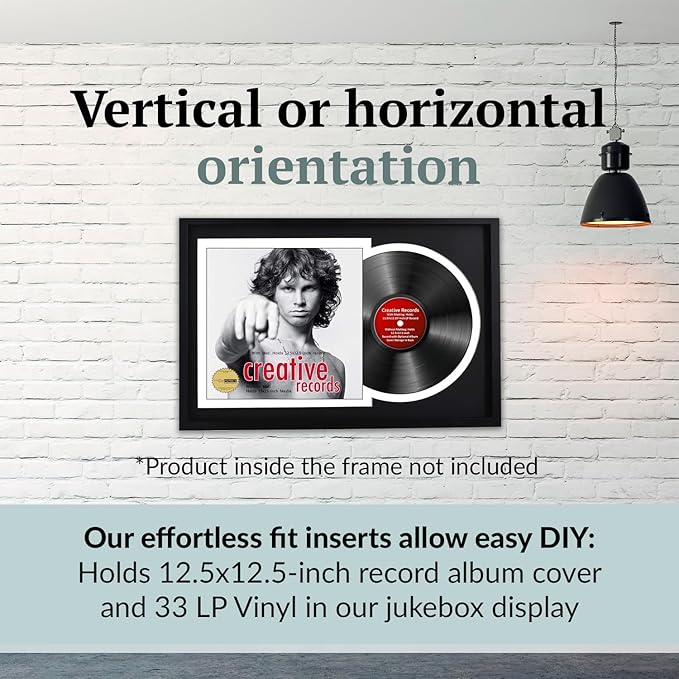 Creative Picture Frames 16" x 24" Jukebox Vinyl Frame Display with Double Black-White Matting, LP Record Album Frame for Wall Decor, Black/White, 1 Count