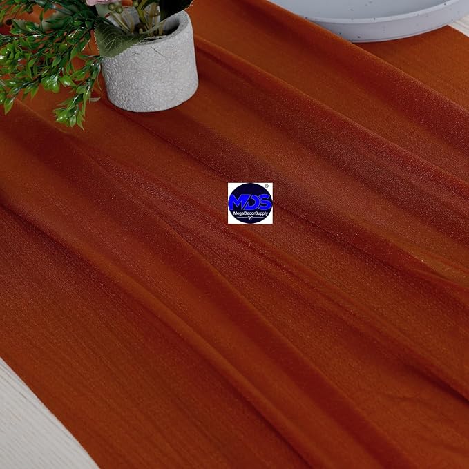 MDS Halloween Chiffon Table Runner - 20 Pack, 29 x 170 Inches, 14ft Each - Sheer Spooky Table Runners for Haunted House Parties, Trick-or-Treat Tables, Witchy Décor, Wedding & Events - Terracotta