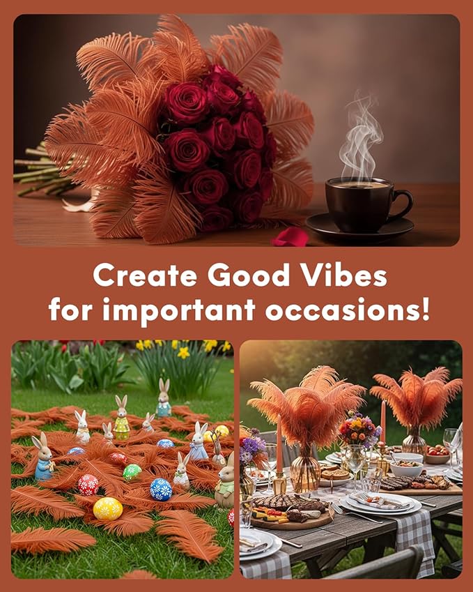 NEWONG 30pcs Brown Ostrich Feathers Natural Bulk 11-14inch(28-35cm) Vase Craft Wedding Home Party Centerpieces Christmas Day Decoration