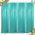 ShinyBeauty Sequin Backdrop Curtains 4 Panels Teal 2FTx8FT Sequin Fabric Photo Backdrop Curtains Teal Glitter Curtains for Party Baby Shower Backdrop Backgrounds