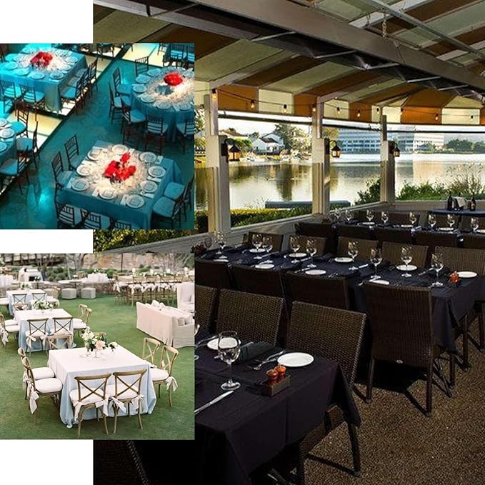 Efavormart 90" Square Polyester Table Overlay for Wedding Kitchen Dining Events - Champagne