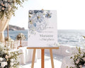 Welcome Wedding Sign Personalized, Soft Blue Flower Wedding Sign Decorations Signage 12" X 18" (Small), 27" (Medium), 36" (Large), Plastic, Modern, Pole Mount, Weather