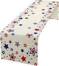 4th of July Table Runner, American Stars Patriotic Independence Day Table Runner for Indoor Outdoor Party Home Kitchen Dining Table Decor, Blue Red, 13x60inch