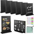 EHWINE Mini Chalkboard Easel Sign Set,8 Pack 6x8 Inch Wooden Boards with Acrylic Base and Liquid Chalk Markers, Reusable Double Sided Tabletop Display for Wedding, Restaurant, Party, Coffee Shop Decor
