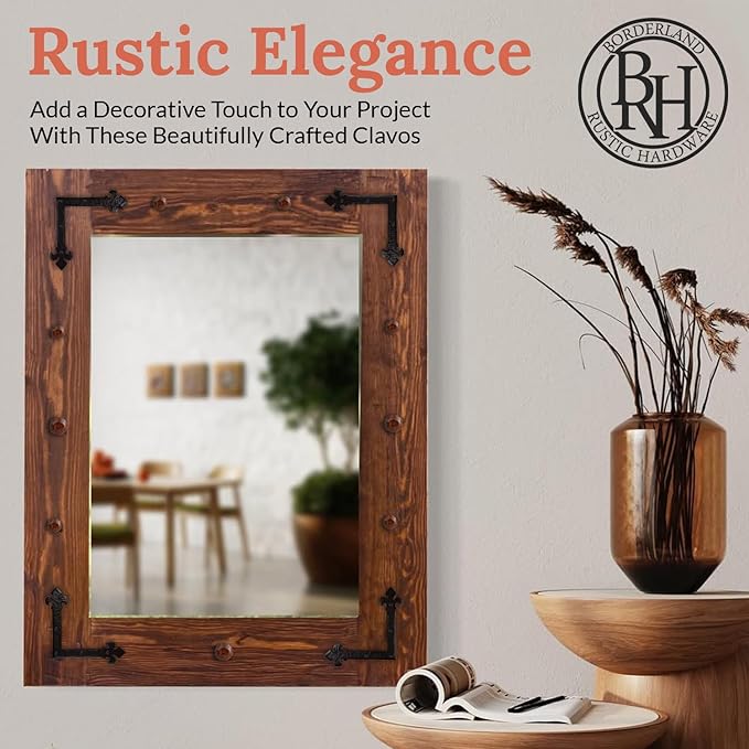 50 Pack 2" Round Head Iron Clavos Decorative Nails – Sealed Rusted – Handmade Rustic Round Fasteners for Farmhouse Shutters, Faux Wood Beams, Barn Doors, Shutters, Gates – Ornamental Wood Accent