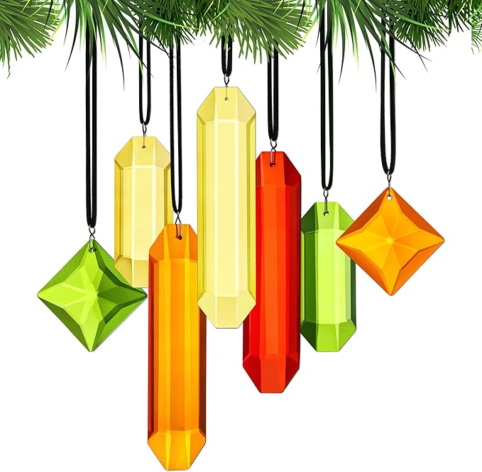 Set of 7 Colorful Crystal Ornaments for Window Hanging, Crystal Prisms Icicle Ornaments, Stained Gass Art Suncatcher for Indoor Window for Women