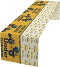 Cartoon Car Table Runner,Boys Kids Construction Vehicles Truck Yellow Print Tablecloth Burlap for Hotel Indoors Outdoor Dining Room Kitchen Home Decor,W13X L36 in