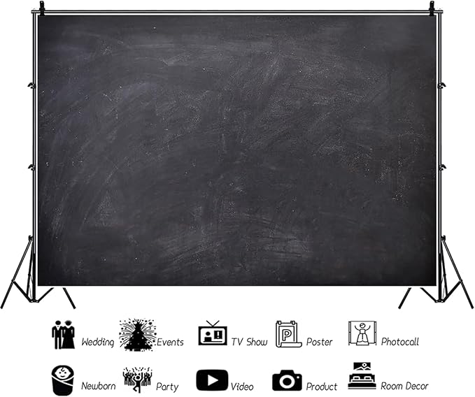 Renaiss 5x3ft Blank Blackboard Backdrop for Photoshoot Man Woman Portrait DIY Chalkboard Photography Background Back to School Banner School Season Photo Booth Props Wedding Teachers` Day Party Decor