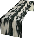 Rustic Cow Skin Print Table Runner, Country Farm Animal Fur Skin Pattern Western Style Brown Cowhide Print Cotton Linen Cottage Dinner Runner for Home Kitchen Dining, 13x90 Inch