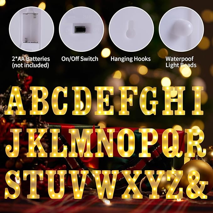 Light Up Letters G,LED Sign Marquee Letters 26 Alphabet for Party Birthday Name,Wedding,Christmas Decorations,Personalized Name Sign Letter for Centerpieces Table and Wall Decor