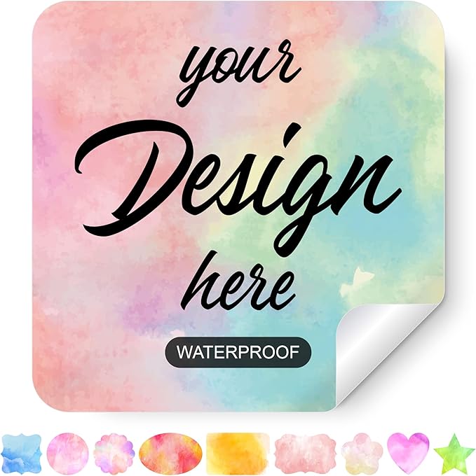 Custom Stickers Personalized Labels - Customized Stickers with Any Design Image Logo Text,Custom Stickers for Business Logo,Custom Thank You Label Stickers,100 Labels (Square,4.5"x4.5")
