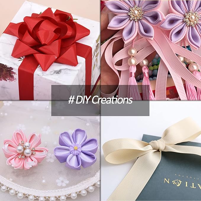 3/8" X 100 Yards Black Grosgrain Ribbon, Premium Grosgrain Ribbon for Sewing, Gift Wrapping, Bow Making, Wedding Decor, Wrapping and More (Black)