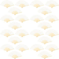 URATOT 24 Pieces White Folding Fans Silk Bamboo Folding Fans Handheld Fan for Wedding, Party Decoration