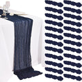 24 Pack Navy Blue Cheesecloth Table Runner 20 x 120 inch Gauze 10FT Semi Sheer Boho Fabric Cheese Cloth Table Runner for Wedding Party Birthday Baby Bridal Shower