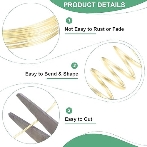 1 mm/18 Gauge Copper Wire for Jewelry Making, 5.2FT Copper Beading Craft Wire for Jewelry/Weaving/DIY Crafting/Planting, Color-Retaining [1.6M, Light Golden]