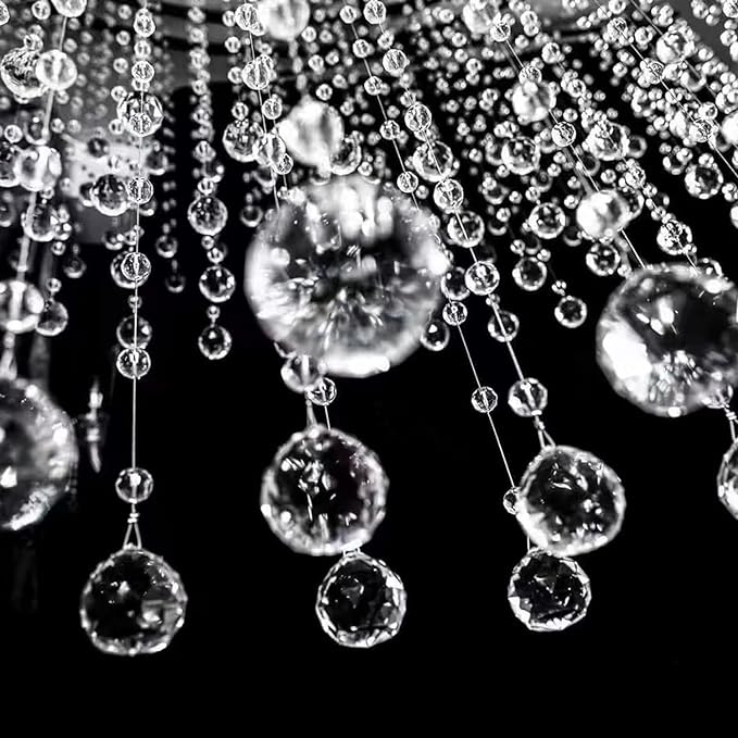 Crystal Beaded String Clear Glass Beads Garland Strands Hanging Wedding Arch Decor Curtain Chandelier Christmas Tree Ornaments Door String Beaded Drapes Decoration Accessories(3.3 Feet 5pcs)