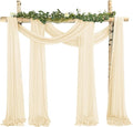4 Panels Ivory Wedding Arch Draping Fabric Cheesecloth Fabric 35" x20FT Gauze Fabric Arch Drapes for Wedding Reception Sheer Backdrop Photo Background Household Curtain or Out Door Curtain