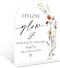 Boho Floral Let Love Glow Sign, 6 x 8 Inch White Arch Acrylic Wedding Sign with Holder, Wedding Sign for Ceremony and Reception, Wedding Decoration, Wedding Supplies - BX13