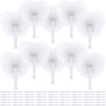 Aodaer 72 Pack Heart Shaped Folding Fans White Paper Fans Handheld Fans with Plastic Handles for Party, Wedding, Anniversary Decoration