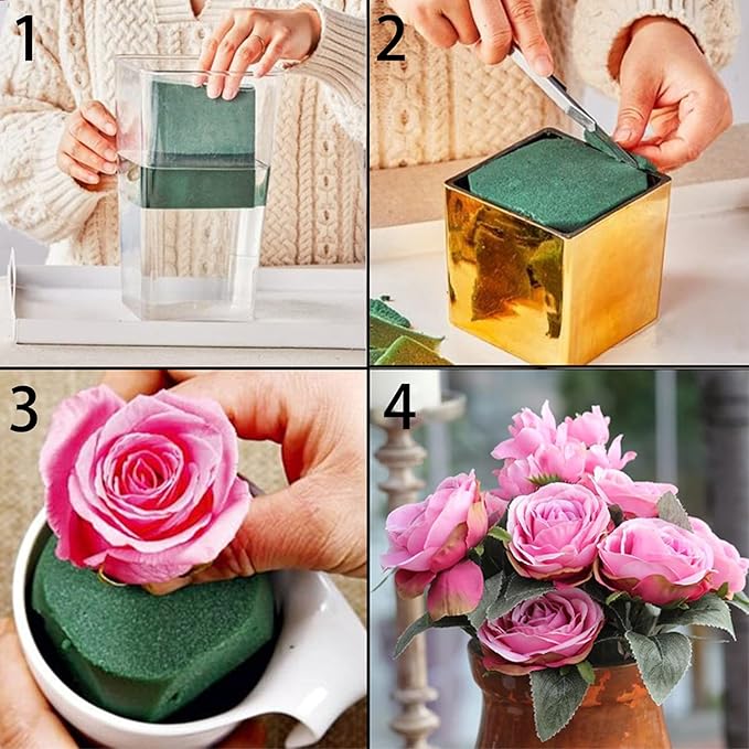 KIMOBER Wet Floral Foam Bricks,Green Foam Blocks for Flower Arrangement, Wedding,Party Decoration, Pack of 3