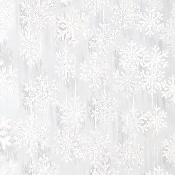 Snowflake-Snow White Christmas Party-Decoration Garland - 52ft Frozen Winter Wonderland Ornaments Hanging Paper Streamers,New Years Birthday Baby Shower Wedding Holiday Classroom Ceiling Decor Hugfond