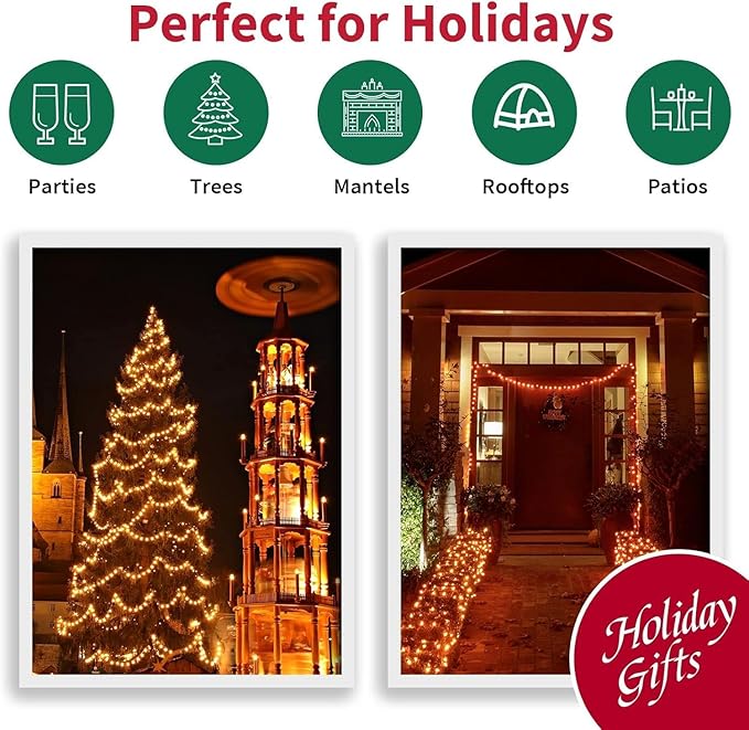 LAMPHOME 33ft Halloween Decorative Mini Lights, 100 LED Transparent Wire Fairy Starry String Lights Plug in, 11Lighting Modes, for Halloween Decoration Outdoor Xmas Tree Party Decoration (Orange)