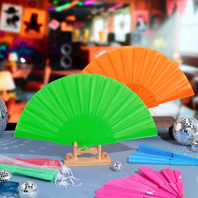 Geetery 30 Pcs Folding Hand Fan for Line Dancing Spanish Boots on the Ground Fans Gifts Bulk Colorful Silk Popping Rave for Women Tea Party Wedding Church Halloween Costume(Gauze,Pure Color)