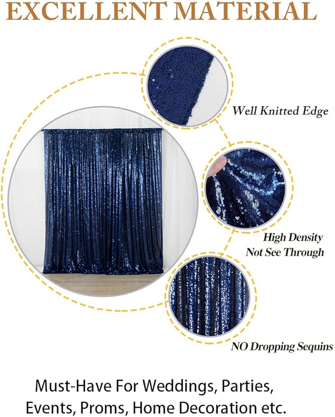 ShiDianYi 4FTX6FT-Navy Blue-Sequin Photo Backdrop, Wedding Photo Booth,Photography Background (Navy Blue)
