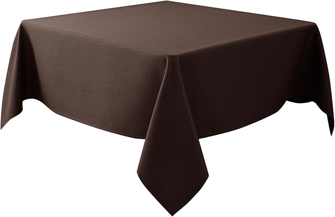 Biscaynebay Textured Fabric Square Tablecloth 60x60 Inch, Brown Water Resistant Table Cloth Small Card Folding Table Covers Linen for Dining, Kitchen, Wedding and Parties etc. Machine Washable