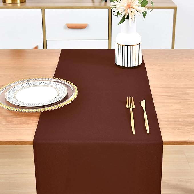 Farmhouse Chocolate Table Runner Dining Table Runners 60 Inches Long Coffee Table Runner for Dresser Living Room Bedroom Holiday Party Banquet 12X60 Inch