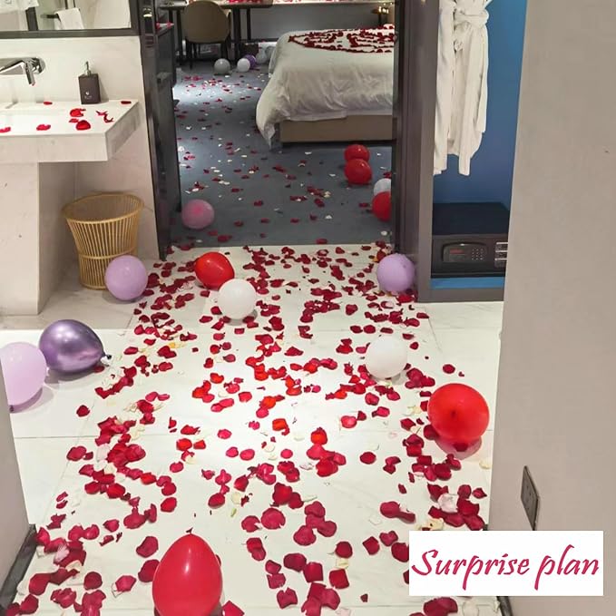 CODE FLORIST 2200 PCS Dark-Red Silk Rose Petals for Romantic Night,Wedding,Proposal Anniversary Flower Decorations