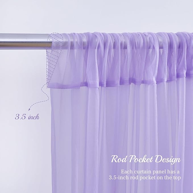 10x10ft Purple Tulle Backdrop Curtain for Parites, Sheer Backdrop Curtains for Wedding Baby Shower Birthday Party Photo Shoot Decorations