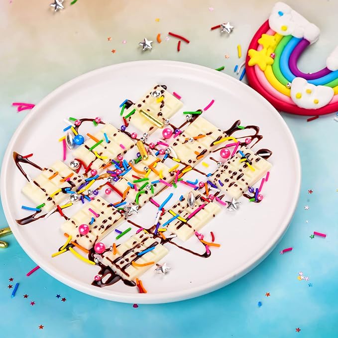 Rainbow Sprinkles for Cake Decorating - Metallic Gold Sprinkles Silver Star, Colorful Jimmies, Sugar Pearl, Cupcakes Topper, Ice Cream, Cookie Decorations for Christmas Birthday Party