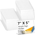 Vicenpal 60 Pcs 7x5 Inch Clear Acrylic Sign Holder Plastic L-shape Vertical Menu Stand, Picture Photo Frames, Table Paper Holder, Flyer Sign Display Stand for Restaurants, Store, Office, Wedding