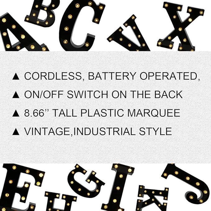 OYCBUZO Light Up Black Alphabet Marquee Letters Sign LED Marquee Number Lights Sign for Night Light Home Bar Christmas Lamp Birthday Party Wedding Decoration Q
