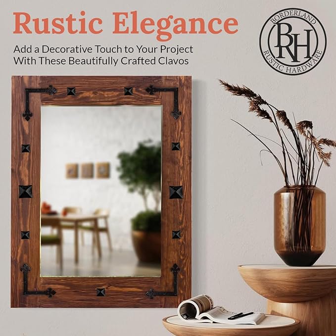 10 Pack 1.25" Square Head Iron Clavos Decorative Nails – Black – Handmade Rustic Square Fasteners for Farmhouse Shutters, Faux Wood Beams, Barn Doors, Shutters, and Gates – Ornamental Wood Accent