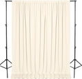 DWCN 10x7 FT Champagne Backdrop Curtains for Parties, Photography Backdrop Drapes with Rod Pockets for Wedding Decorations Stage Birthday Family Gatherings, 2 Panels 5ft x 7ft