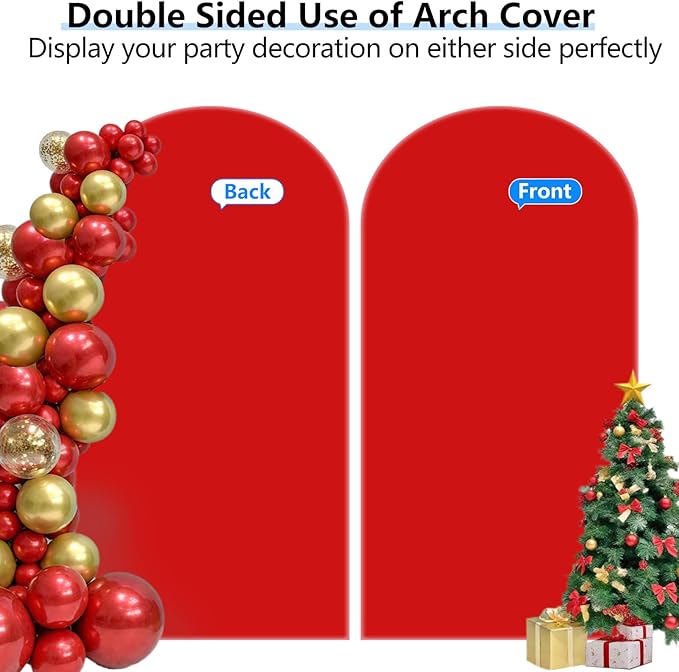 HEMMOTOP Red Arch Cover 7.2 ft (No Arch Backdrop Stand), Spandex Wedding Balloon Stretchy Arch Backdrop for Photo, Party, Ceremony, Birthday, Baby Shower, Anniversary Decoration