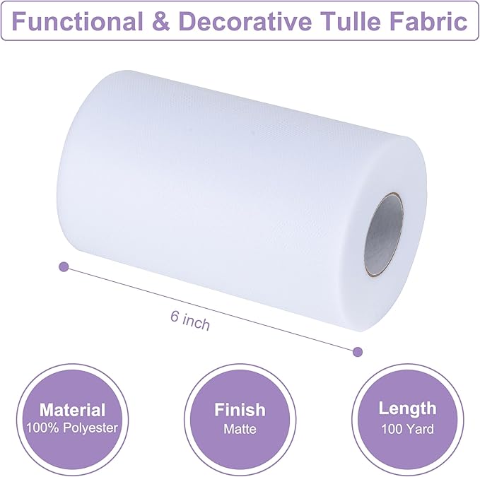 Light Blue Tulle Fabric Rolls 6 Inch by 100 Yards (300 feet) Tulle Roll Spool Fabric for DIY Tutu Skirt Baby Shower Birthday Party Wedding Decorations Christmas Craft Supplies (Light Blue)