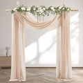 30" x 20Ft Wedding Arch Draping Fabric, 2 Panels Dark Champagne Sheer Curtain Drapes Extra Wide & Long Backdrop Curtains for Wedding Arch Ceremony Birthday Party Decorations