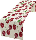 Red Cherry Table Runner Watercolor Tropical Fruit Spring Summer Wild Berry Dinner Runner for Girl Baby Shower Party Holiday Home Kitchen Dining Table Decor 13x90